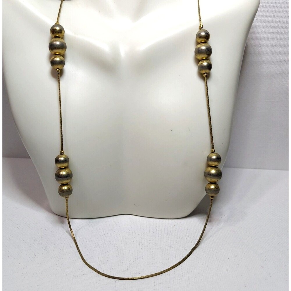 Chain with Beads Goldtone 28 inches